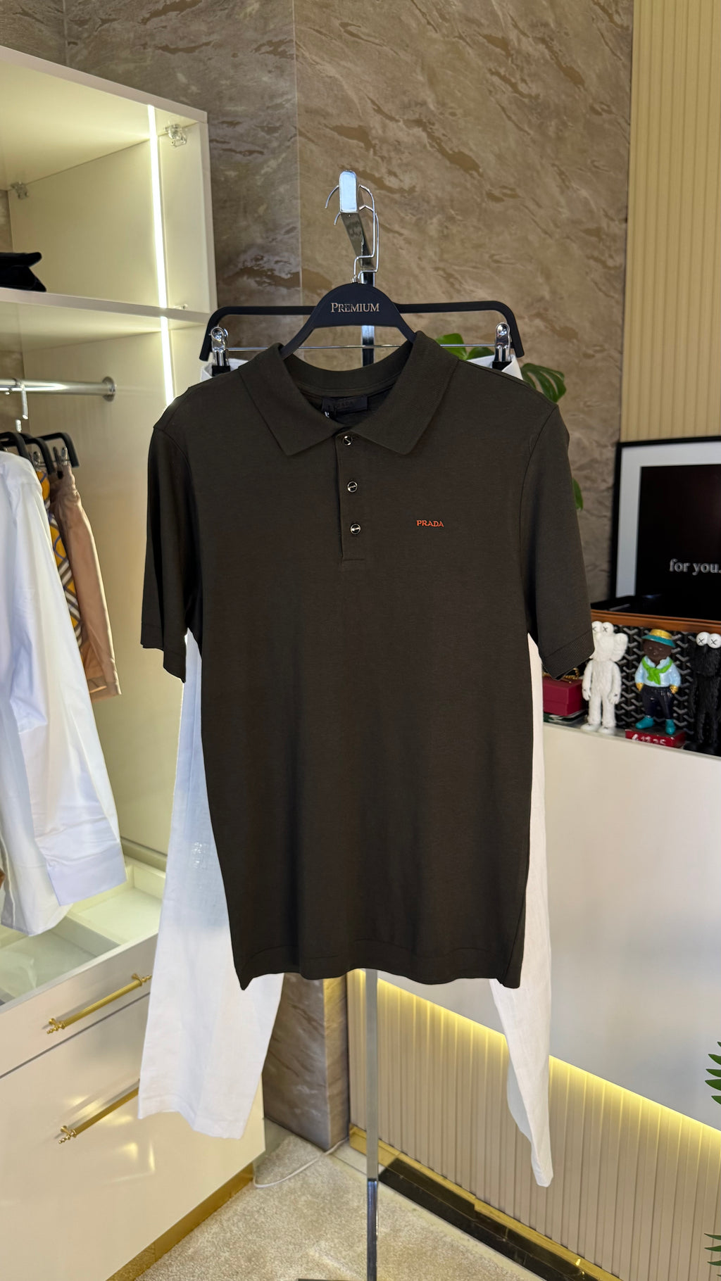 Prada Polo Yaka Triko T-Shirt - Koyu Kahve