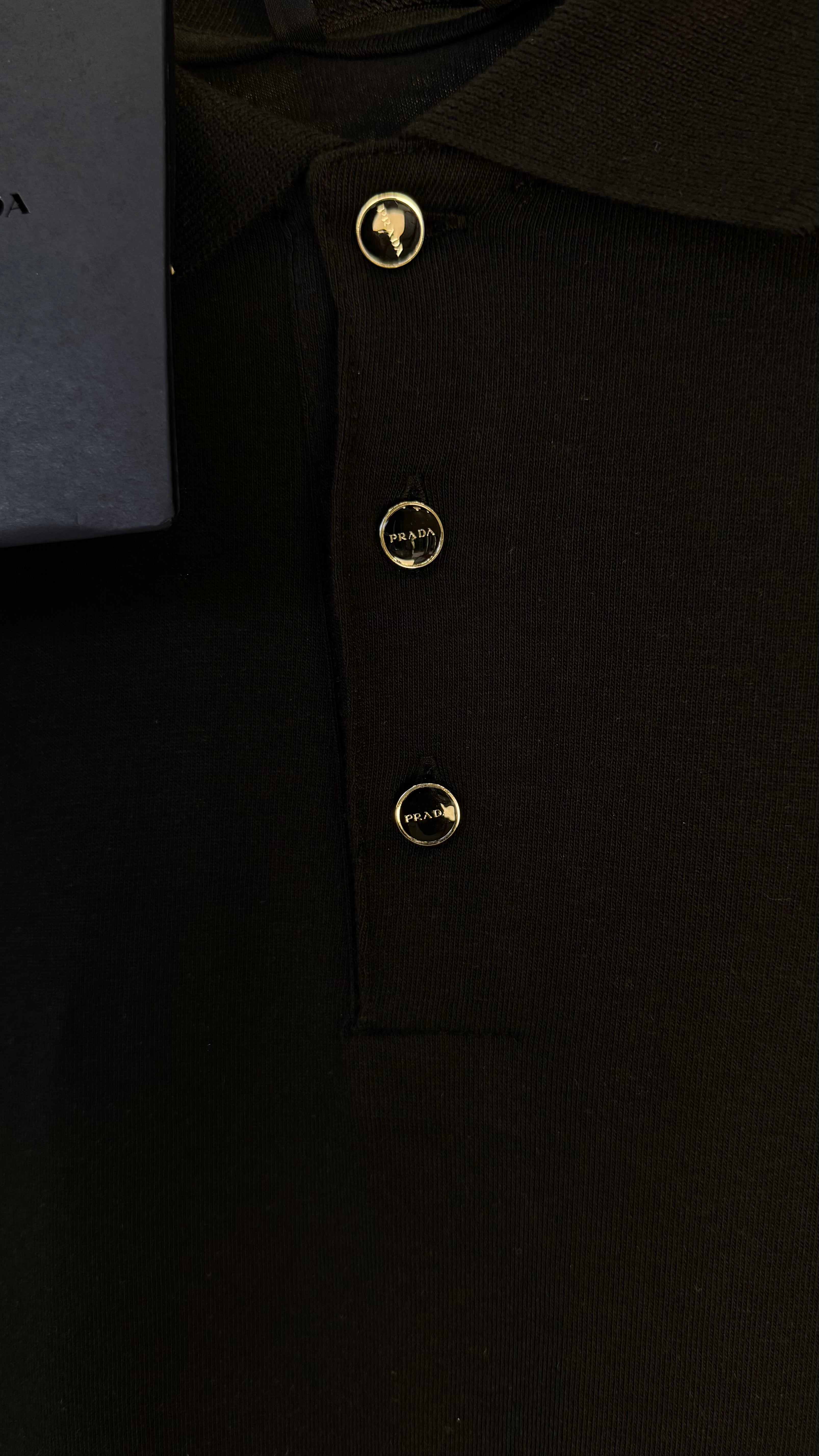 Prada Polo Yaka Triko T-Shirt - Siyah