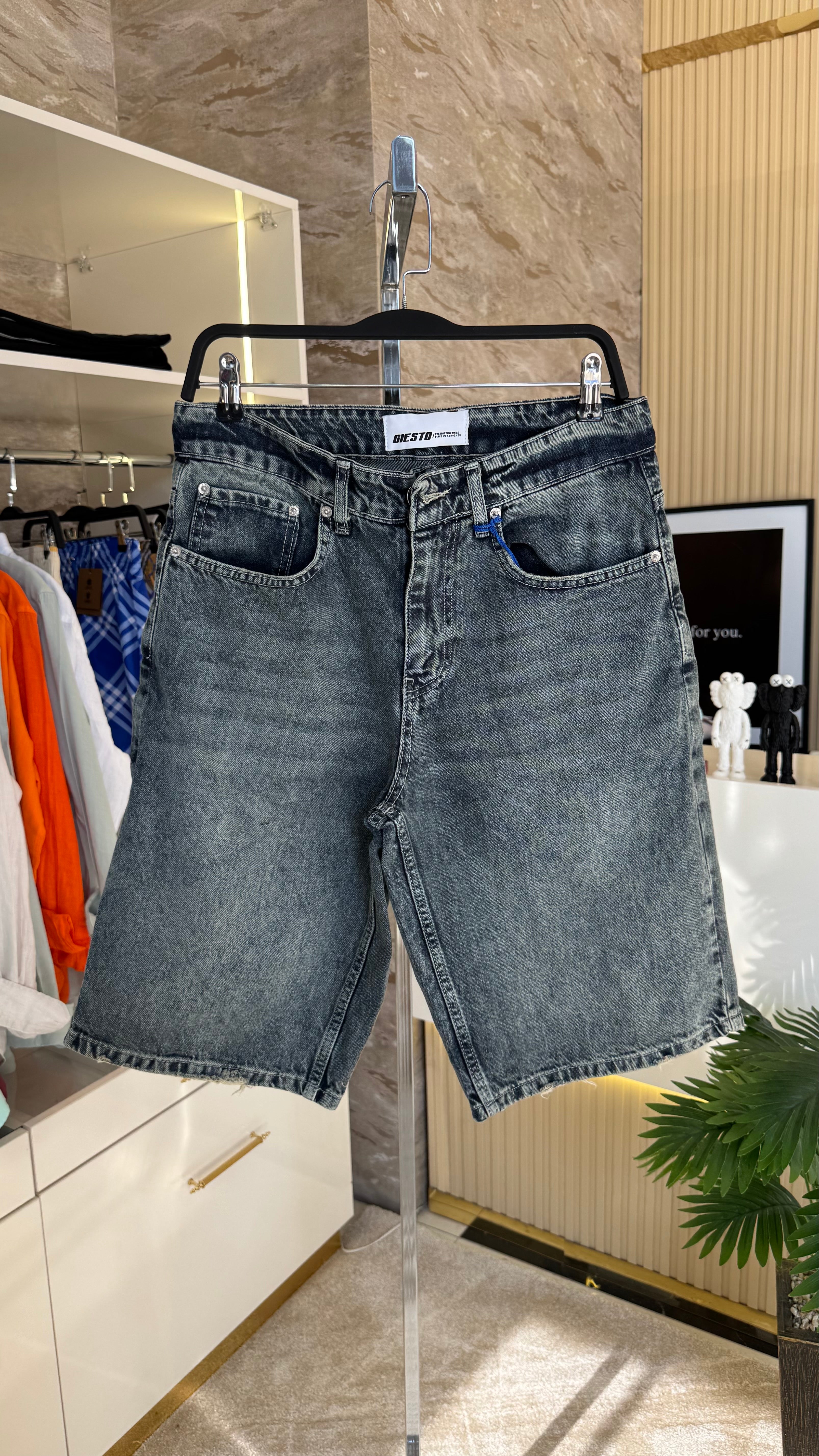 Regular Denim Şort - Mavi