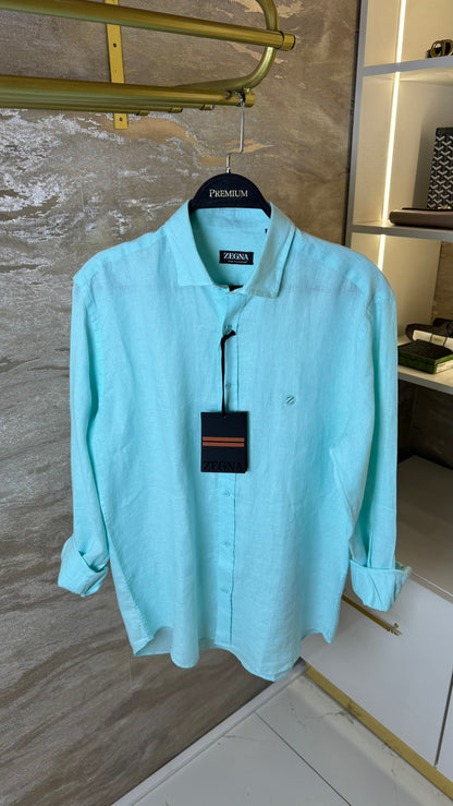 Zegna Açık Mint Keten Gömlek
